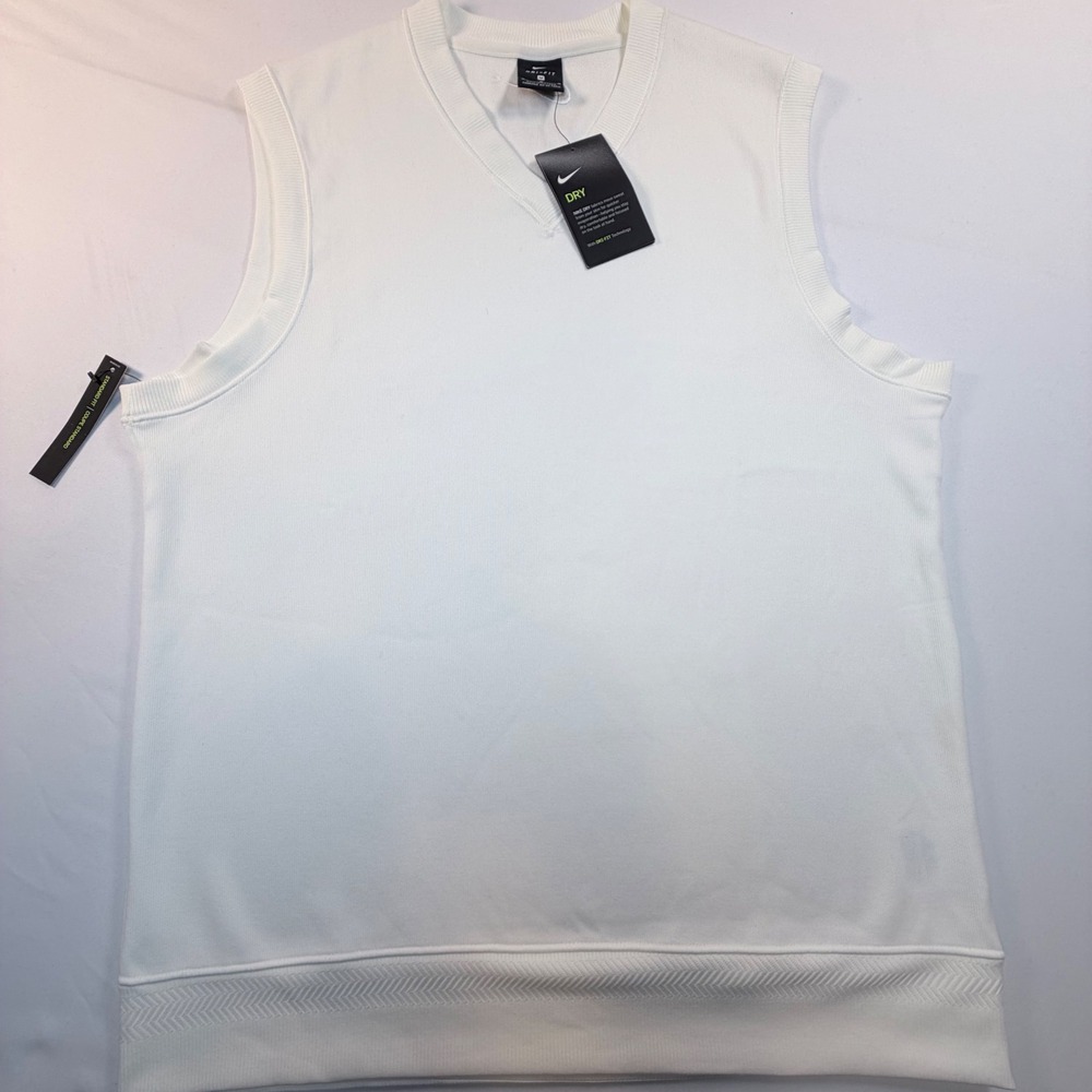 Nike Golf Dri-FIT Sweater Vest Mens Medium White V Neck Standard Fit NWT AV5225